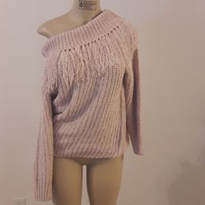 Chunky Off Shoulder Chenille Sweater Sand